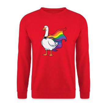 Mois de la Fierté LGBTQ - Drôle d’Oie Fière - Sweat-shirt Unisexe - rouge - Devant - Alina (178cm) & Michal (187cm)