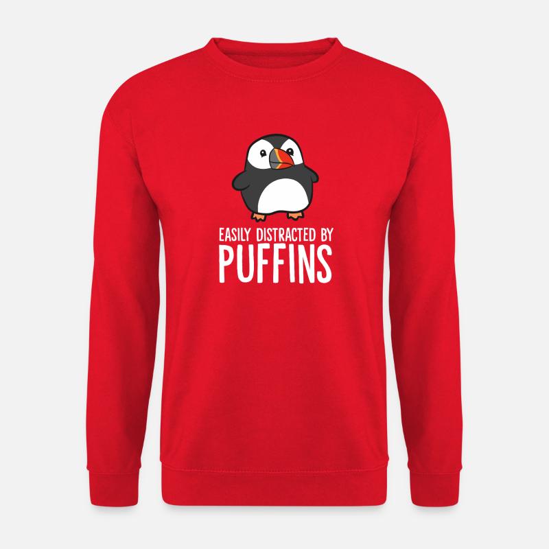 Penguin Distracted by Puffins - Unisex Sweatshirt - red