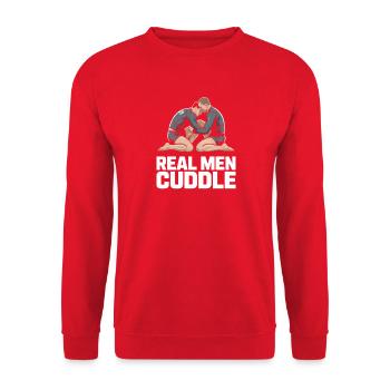 Real Men Cuddle Brazilian Jiu Jitsu MMA Judo BJJ - Unisex Pullover - Rot - Vorne - Alina (178cm) & Michal (187cm)
