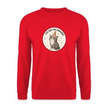 Katze mit eistüte Einhorn - Unisex Pullover - Rot - Vorne - Alina (178cm) & Michal (187cm)