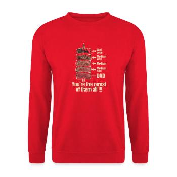 Rarest Dad Grillspieß Humor - Unisex Pullover - Rot - Vorne - Alina (178cm) & Michal (187cm)