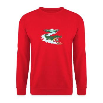 Crocodile Surfer and Cat Companion - Unisex Sweatshirt - red - Front - Alina (178cm) & Michal (187cm)