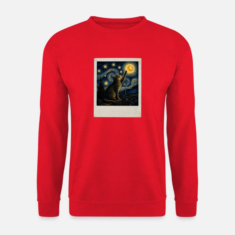 Style Star cat in night - Sweat-shirt Unisexe - rouge