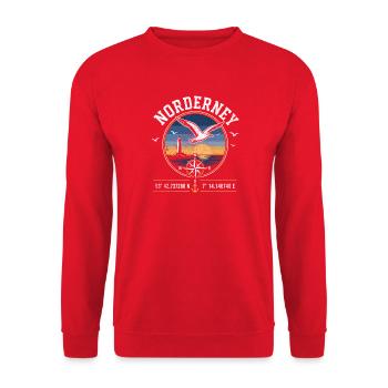 Norderney Coastal Compass Sunset - Unisex Sweatshirt - red - Front - Alina (178cm) & Michal (187cm)