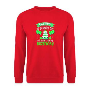 Fête de gâteau d’anniversaire de la Saint-Patrick - Sweat-shirt Unisexe - rouge - Devant - Alina (178cm) & Michal (187cm)