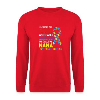 Nana Autism Awareness Ribbon Quote - Unisex Sweatshirt - red - Front - Alina (178cm) & Michal (187cm)