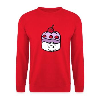 Gâteau aux muffins aux cerises Kawaii Drôle - Sweat-shirt Unisexe - rouge - Devant - Alina (178cm) & Michal (187cm)