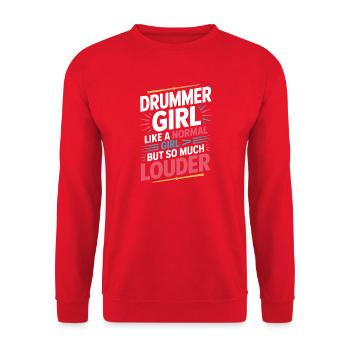 Batteur Fille Batteur Drum Rock Groupe - Sweat-shirt Unisexe - rouge - Devant - Alina (178cm) & Michal (187cm)