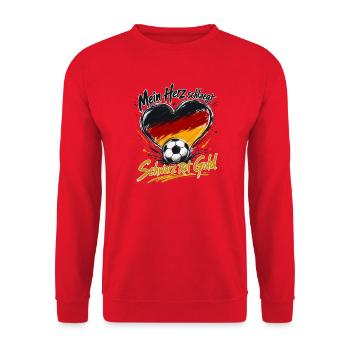 Mein Herz schlägt Schwarz Rot Gold - Unisex Pullover - Rot - Vorne - Alina (178cm) & Michal (187cm)