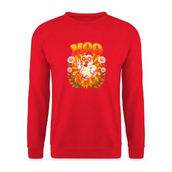 Sonnenhuhn Peace-Motiv - Unisex Pullover - Rot - Vorne - Alina (178cm) & Michal (187cm)