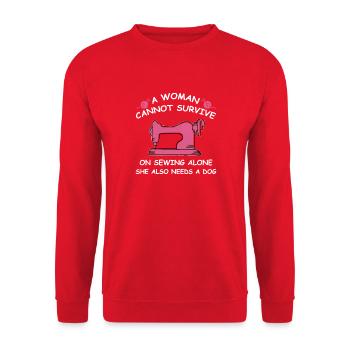 Sewing Queen Needs a Dog - Unisex Sweatshirt - red - Front - Alina (178cm) & Michal (187cm)