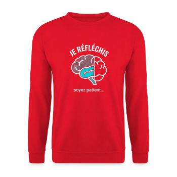 Je Réfléchis Soyez Patient Cerveau - Sweat-shirt Unisexe - rouge - Devant - Alina (178cm) & Michal (187cm)