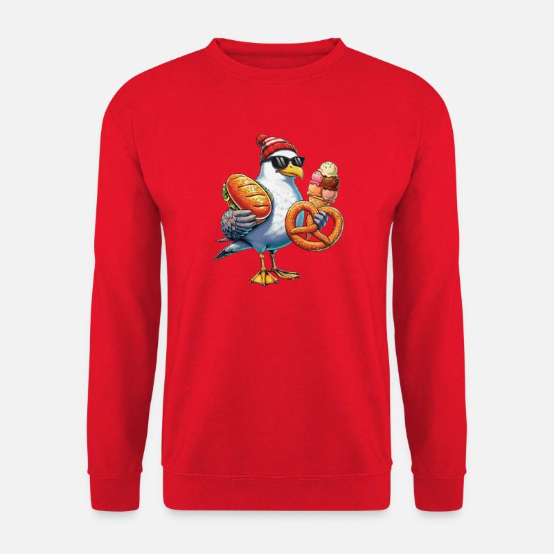 Möwe Brezel Eiscreme - Unisex Pullover - Rot