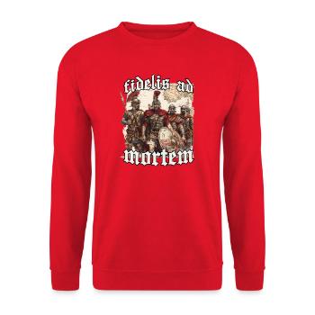 Römischer Legionär Caesar Centurio Schlacht SPQR  - Unisex Pullover - Rot - Vorne - Alina (178cm) & Michal (187cm)