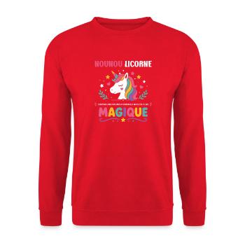 Nounou Licorne Magique - Sweat-shirt Unisexe - rouge - Devant - Alina (178cm) & Michal (187cm)