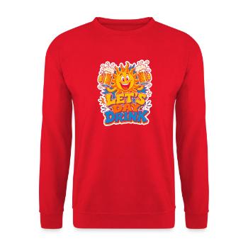 Sun Holiday Lets Day Drink - Unisex Sweatshirt - red - Front - Alina (178cm) & Michal (187cm)