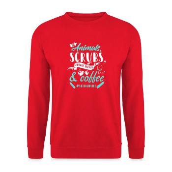 Animals, Scrubs & Coffee Vet Life - Unisex Sweatshirt - red - Front - Alina (178cm) & Michal (187cm)