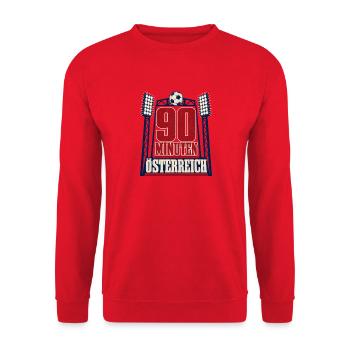 Austria Soccer Fan 90 Minuten Osterreich Supporter - Unisex Pullover - Rot - Vorne - Alina (178cm) & Michal (187cm)