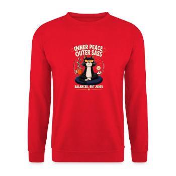 Paix intérieure Chat Sass extérieur - Sweat-shirt Unisexe - rouge - Devant - Alina (178cm) & Michal (187cm)