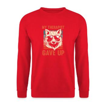 Trash Panda Raccoon - Unisex Pullover - Rot - Vorne - Alina (178cm) & Michal (187cm)