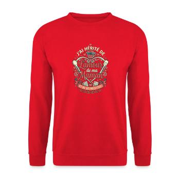 Amour de ma maman et ses recettes - Sweat-shirt Unisexe - rouge - Devant - Alina (178cm) & Michal (187cm)