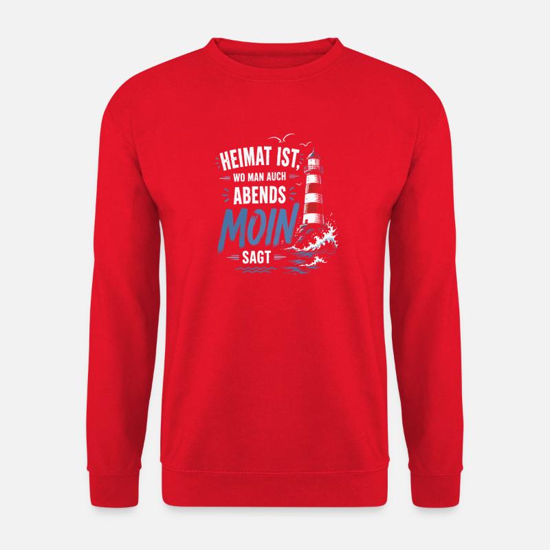 Heimat Moin Abend Leuchtturm - Unisex Pullover - Rot