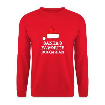 Santa's Favorite Bulgarian - Unisex Sweatshirt - red - Front - Alina (178cm) & Michal (187cm)