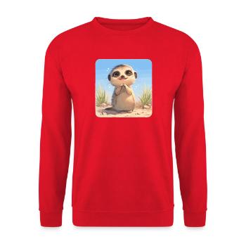 Meerkat Erdmännchen - Unisex Pullover - Rot - Vorne - Alina (178cm) & Michal (187cm)