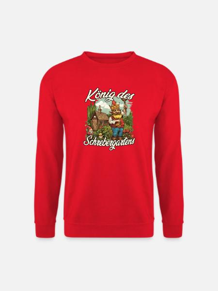 Kleingarten Gartenkönig Gartenzwerg Blumenbeet - Unisex Pullover - Rot