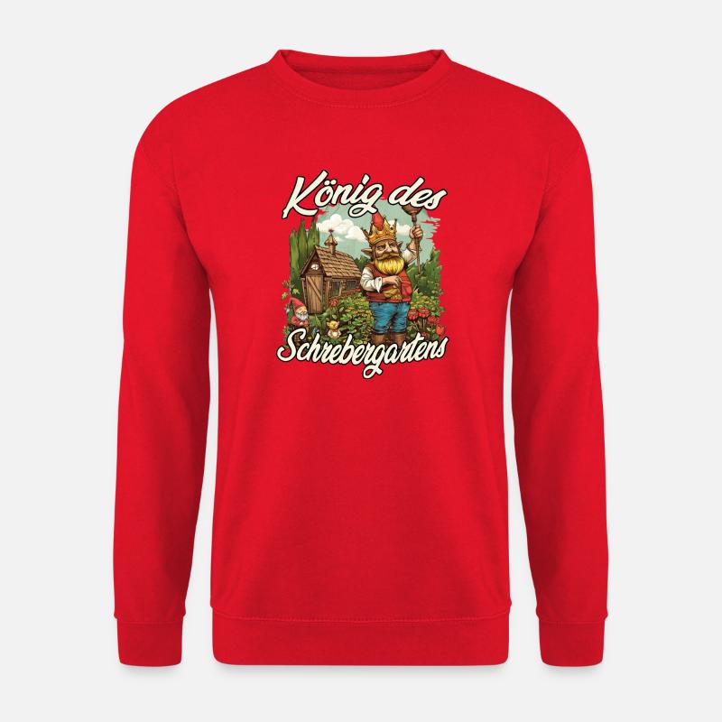 Kleingarten Gartenkönig Gartenzwerg Blumenbeet - Unisex Pullover - Rot
