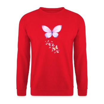 Butterflies Watercolor Pastel and Purple Aesthetic - Unisex Sweatshirt - red - Front - Alina (178cm) & Michal (187cm)