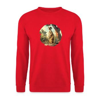Meerkat Erdmännchen - Unisex Pullover - Rot - Vorne - Alina (178cm) & Michal (187cm)