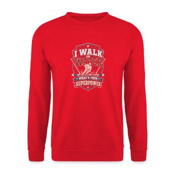 I'm walking on water – superpower - Unisex Sweatshirt - red - Front - Alina (178cm) & Michal (187cm)