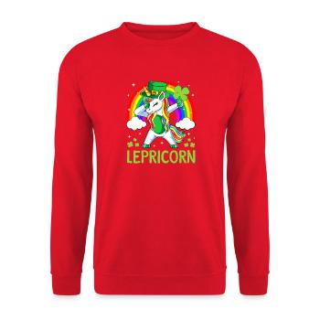 Lepricorn Rainbow Unicorn - Unisex Sweatshirt - red - Front - Alina (178cm) & Michal (187cm)