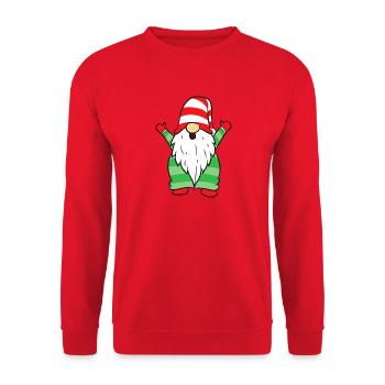 Striped Hat Gnome on Green Sweater - Unisex Sweatshirt - red - Front - Alina (178cm) & Michal (187cm)