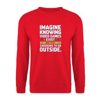 Imaginez que les jeux vidéo existent PC Gamer Gaming Zocker - Sweat-shirt Unisexe - rouge - Devant - Alina (178cm) & Michal (187cm)