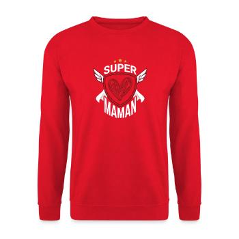 Super Mom Shield Heroic Heart - Unisex Sweatshirt - red - Front - Alina (178cm) & Michal (187cm)