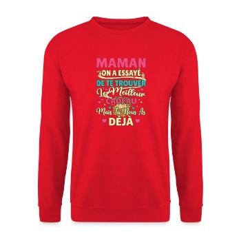 Maman Meilleur Cadeau Chasse Trésor - Sweat-shirt Unisexe - rouge - Devant - Alina (178cm) & Michal (187cm)