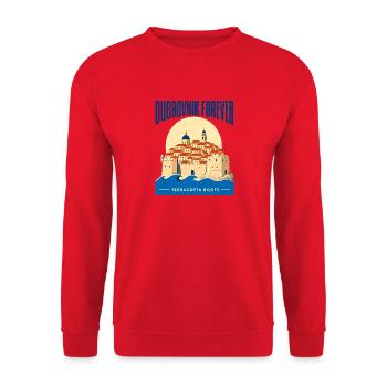 Dubrovnik Forever, Croatia Old Town Travel Memory - Unisex Pullover - Rot - Vorne - Alina (178cm) & Michal (187cm)