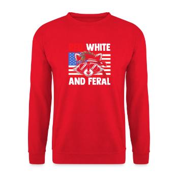 Raton laveur patriotique Drapeau américain Trash Panda - Sweat-shirt Unisexe - rouge - Devant - Alina (178cm) & Michal (187cm)