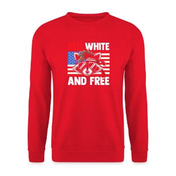 Patriotic Raccoon American Flag Trash Panda - Unisex Sweatshirt - red - Front - Alina (178cm) & Michal (187cm)