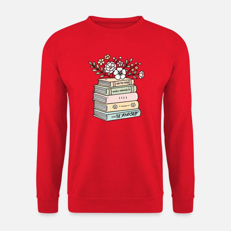 Be Yourself Book Stack Motivation - Unisex Sweatshirt - red
