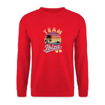 Team Ibiza Sunset Palm Trees - Unisex Sweatshirt - red - Front - Alina (178cm) & Michal (187cm)