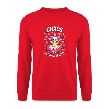 Chaos But Make It Cute Clowngirl Clown - Unisex Pullover - Rot - Vorne - Alina (178cm) & Michal (187cm)