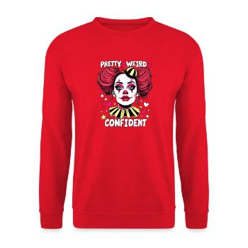 Pretty Weird Confident Clowngirl Clown - Unisex Pullover - Rot - Vorne - Alina (178cm) & Michal (187cm)