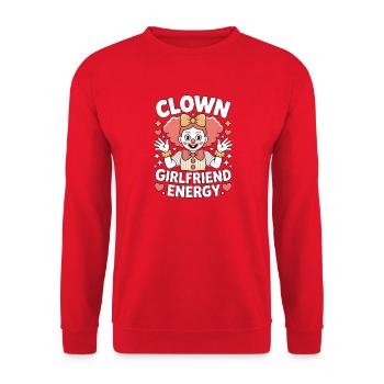 Clown Girlfriend Energy Clowngirl Clown - Unisex Pullover - Rot - Vorne - Alina (178cm) & Michal (187cm)
