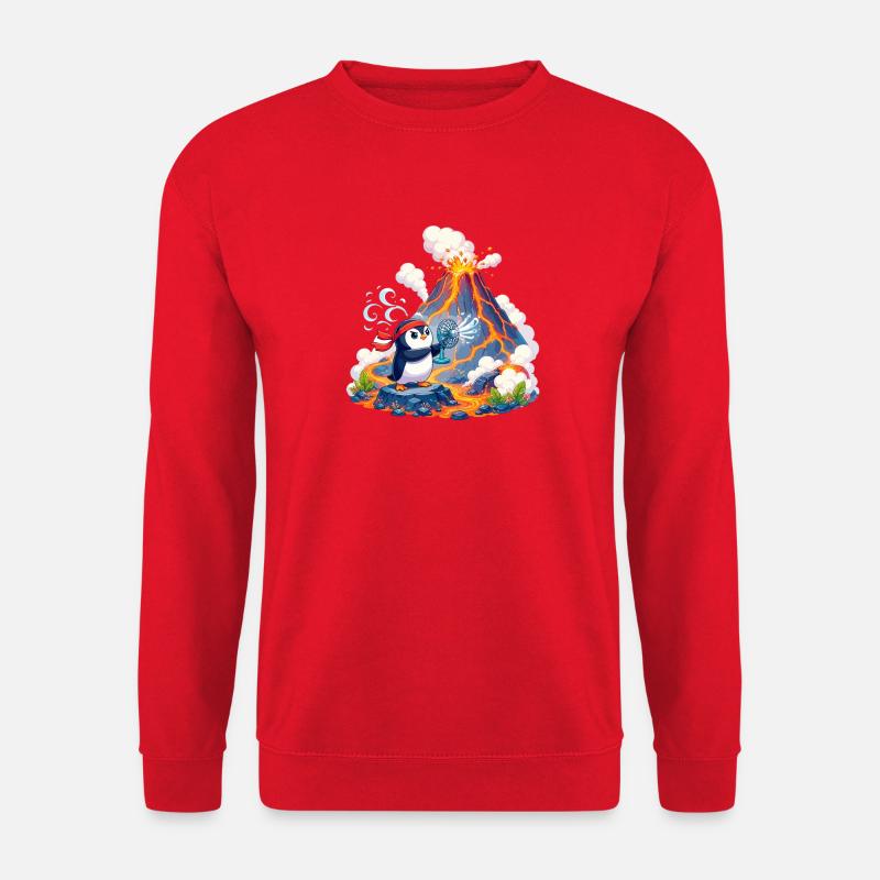 Lava Penguin avec Éventail - Sweat-shirt Unisexe - rouge