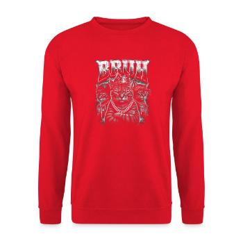 Bruh King Cats Graffiti - Sweat-shirt Unisexe - rouge - Devant - Alina (178cm) & Michal (187cm)