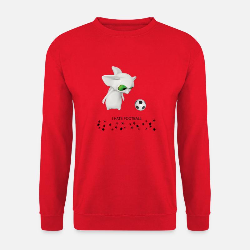 Kleines Alien hasst Fußball - Unisex Pullover - Rot