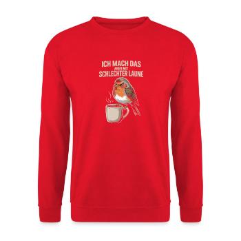  Ich Mach Das Aber Mit Schlechter Laune Lustiger - Unisex Pullover - Rot - Vorne - Alina (178cm) & Michal (187cm)